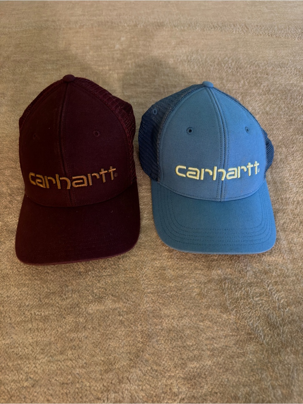 Carhartt caps on carpet